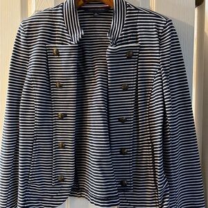 Tommy Hilfiger Women's Navy and White Striped Jacket